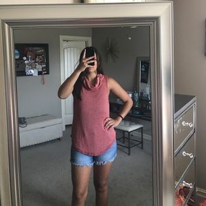 FREE PEOPLE: Cowl neck orange tank top